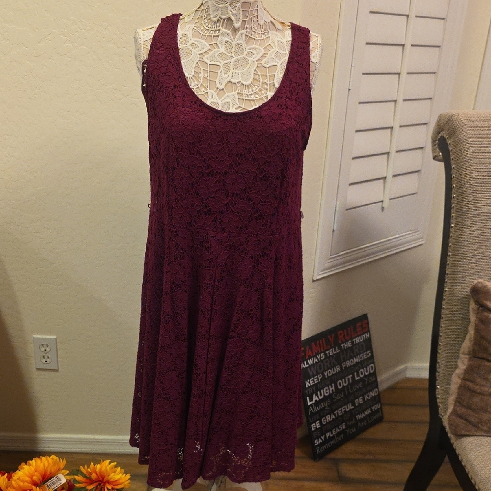 Lane Bryant Lace Mini Dress - Rich Burgundy